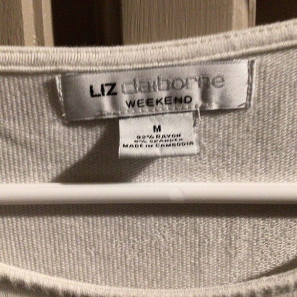 Liz Claiborne Top Women's SzM Blk/Wht Stretchy Nice Pre-Owned - Picture 7 of 7